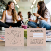 参照する友人のライトピーチかわいい手のイラストレーション 紹介カード