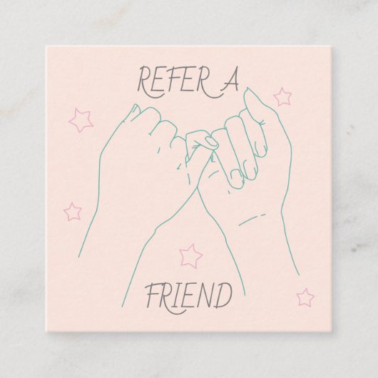 参照する友人ソフトパステルかわいい手のイラストレーション 紹介カード (正面)