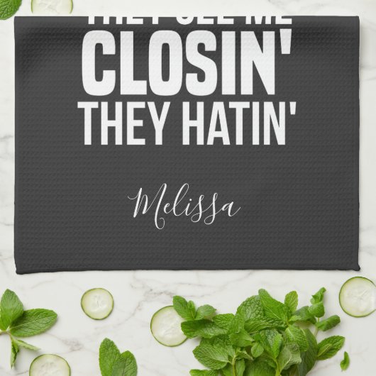 参照する自分のクローズ不動産仲介業者不動産代理パーソナライズされた人 キッチンタオル (折り畳み)