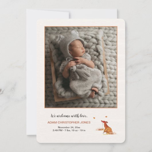 参照キツネCub写真の誕生のお知らせ 招待状 (正面)