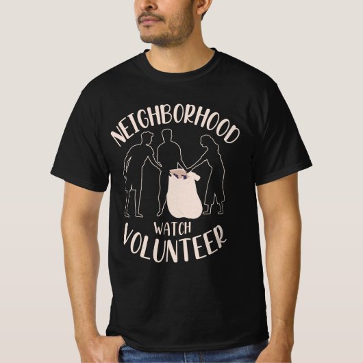 又はおもしろい真面目な近所の時計のボランティアコール Tシャツ (正面)