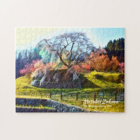又兵衛桜：しだれさくらんぼ木 ジグソーパズル (横)