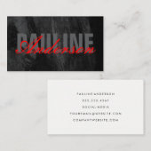 及はっきりしたびファンシー文字 | 黒のテクスチャ 名刺 (正面/裏面)