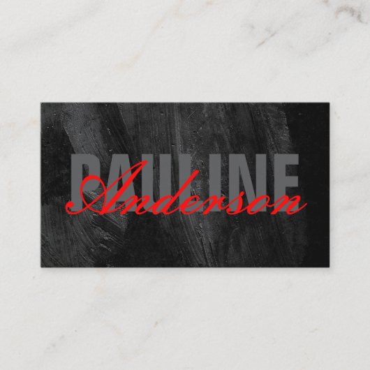 及はっきりしたびファンシー文字 | 黒のテクスチャ 名刺 (正面)