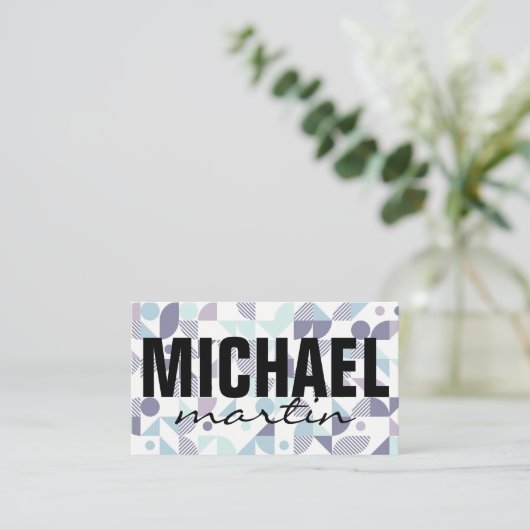 及びはっきりした硬化性文字 | 幾何学的パターン 名刺 (スタンド正面)