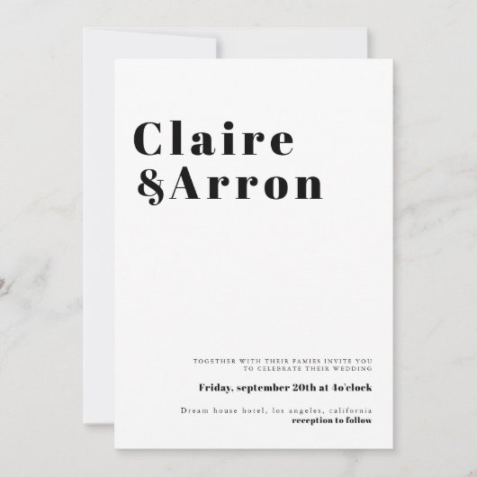 及びエレガントトレンディー結婚式招待状 招待状 (正面)