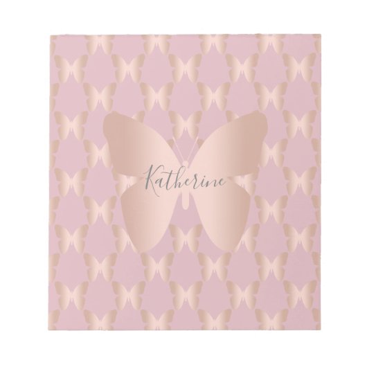 及びエレガントバラモダン金ゴールド蝶デザイン ノートパッド (正面)