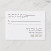 及びエレガントモダン金ゴールド月のギフト券 割引カード (裏面)