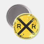 及びグランジ（ばちゃばちゃ）跳ねる踏切サイン マグネット (正面/裏面)