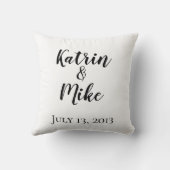 及びパーソナライズされた日付たった今結婚しました クッション (裏面)