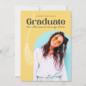 及びモダンレトロイエロー卒業招待状 招待状 (正面)