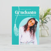 及びモダンレトロティール（緑がかった色）卒業招待状 招待状 (スタンド正面)