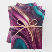 及びモダン-Vivaマエレガントゼンタターコイズ金ゴールド- ラッピングペーパーシート (インサイチュ)