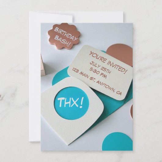 及びユニーク特徴的な誕生日招待状デザイン 招待状 (正面)