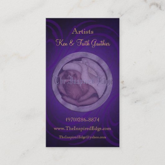 及びユリの紫色の渦巻の名刺は上がりました 名刺 (正面)