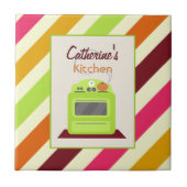 及びレトロの緑のストーブの台所タイル縞で飾ります タイル (正面)