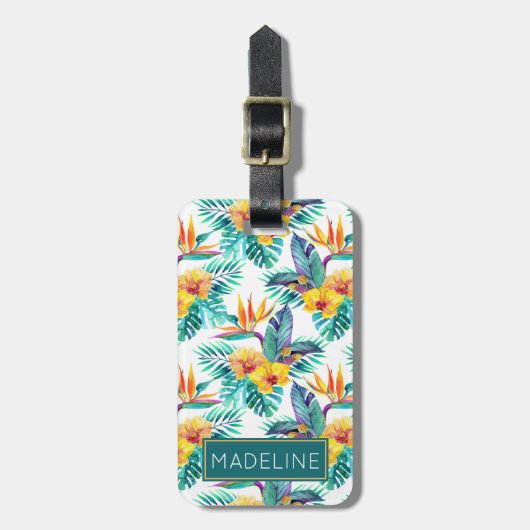 及び蘭パターン名前をカスタムするの極楽鳥 ラゲッジタグ (正面縦)