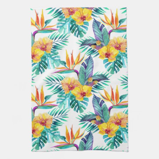 及び蘭パターン極楽鳥 キッチンタオル (縦)