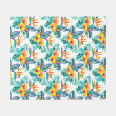 及び蘭パターン極楽鳥 フリースブランケット (正面(横))