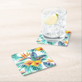 及び蘭パターン2極楽鳥 スクエアペーパーコースター (インサイチュ)