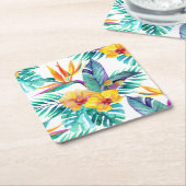 及び蘭パターン2極楽鳥 スクエアペーパーコースター (アングル)