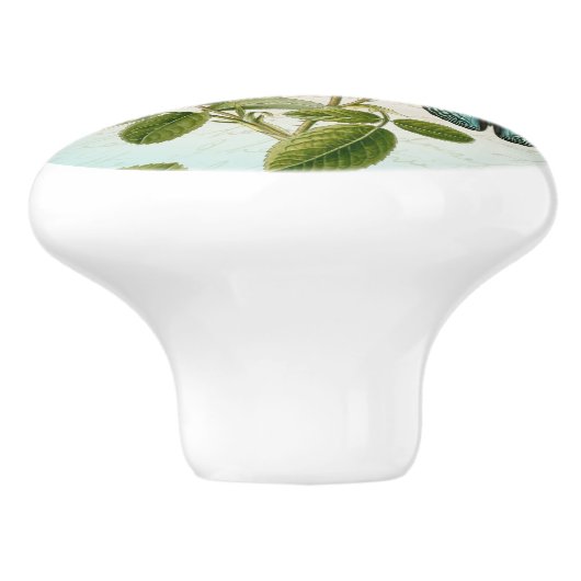 及び蝶ヴィンテージの花の陶磁器のノブは上がりました セラミックノブ (側面)