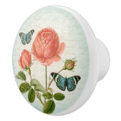 及び蝶ヴィンテージの花の陶磁器のノブは上がりました セラミックノブ (右)