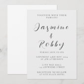 及エレガントびミニマル結婚式招待状 招待状 (正面/裏面)