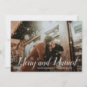 及メリーび結婚した | ミニマル初めてのクリスマス写真 シーズンカード (正面)