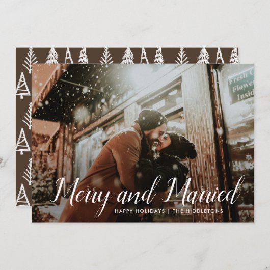 及メリーび結婚した | ミニマル初めてのクリスマス写真 シーズンカード (正面/裏面)
