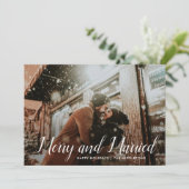 及メリーび結婚した | ミニマル初めてのクリスマス写真 シーズンカード (スタンド正面)