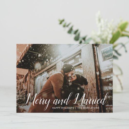及メリーび結婚した | ミニマル初めてのクリスマス写真 シーズンカード (スタンド正面)