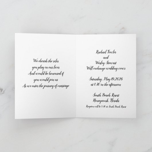 及モダンび伝統的結婚式招待状 招待状 (内部)