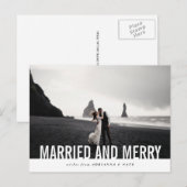 及結婚したびメリー | はっきりしたモダンHoliday Photo シーズンポストカード (正面/裏面)