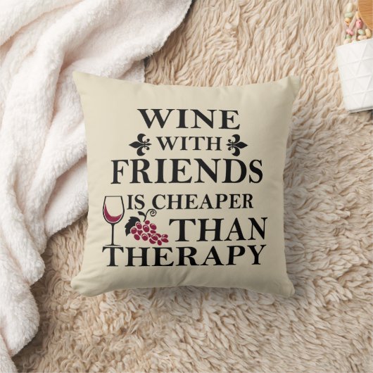 友おもしろい人のためのワイン引用文 クッション (ブランケット)
