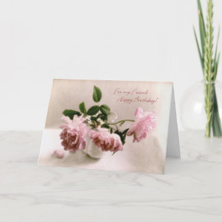 友かわいらし人のためのピンクローズ誕生日カード カード