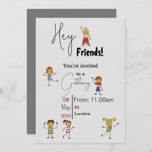 友だちが集まる 招待状 (正面/裏面)