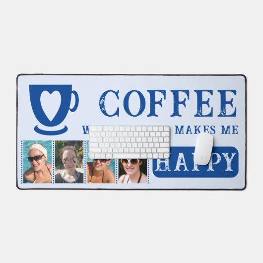 友だちとコーヒーを飲むと、4枚の写真が青く表示される デスクマット (キーボード&マウス)