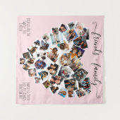 友だちと家族引用文写真ハートコラージュ投稿 タペストリー (正面(横))