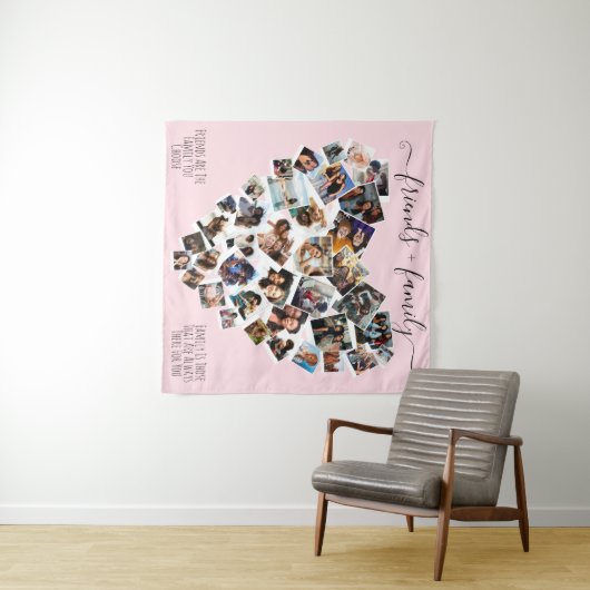 友だちと家族引用文写真ハートコラージュ投稿 タペストリー (インサイチュ(横))