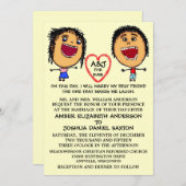 友だちと最高ののCartoonとの結婚 招待状 (正面/裏面)