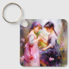 友だちと花 キーホルダー