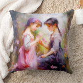 友だちと花 クッション (ブランケット)