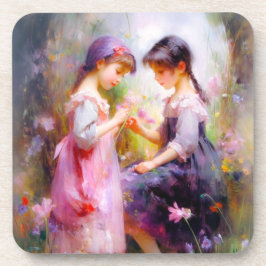 友だちと花 コースター