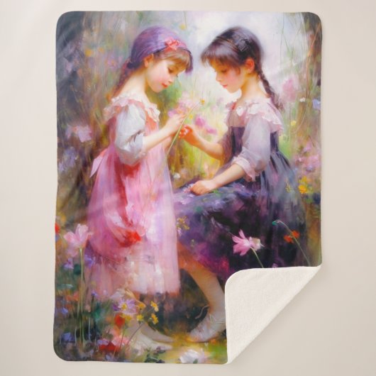 友だちと花 シェルパブランケット (正面)
