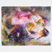 友だちと花 フリースブランケット (正面(横))