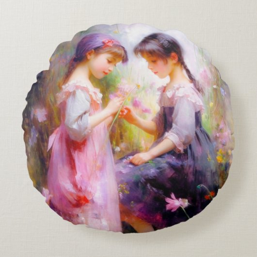 友だちと花 ラウンドクッション (正面)