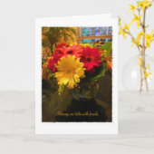 友だちのグリーティングカードを使った朝 カード (黄色い花)