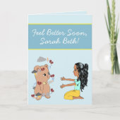 友だちの子どもにはかわいいマンガ熊がもうすぐ元気に カード (正面)