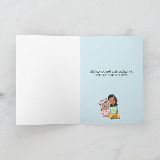 友だちの子どもにはかわいいマンガ熊がもうすぐ元気に カード (内部)